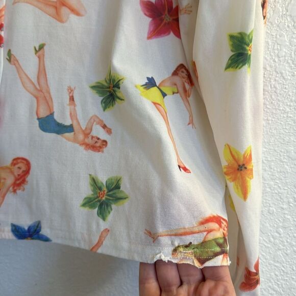 Y2k vintage Bebe pinup guitar print button down shirt - Picture 7 of 15